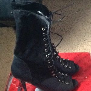 Guess Women's Peep Toe Lace Up Boots
